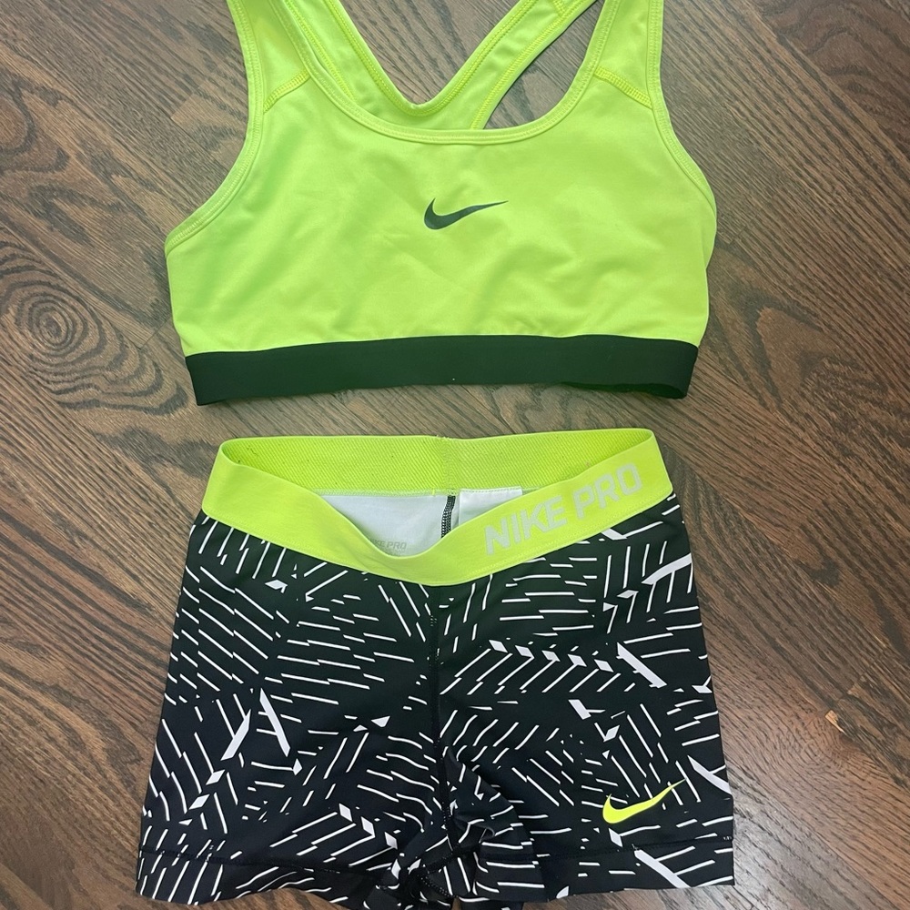 Women’s Nike Pro sports bra and athletic short set